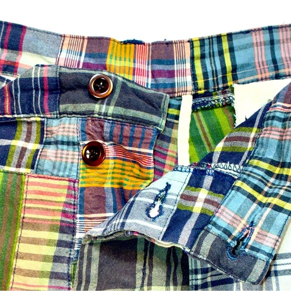 Polo Ralph Lauren Madras Plaid Patchwork Shorts Mens 38 Preppy *READ DESCRIPTION - Picture 2 of 7